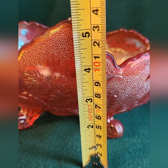 Vintage Peach Amber Glass Bowl Irridescent Depression Art Fruit - Picture 8 of 8